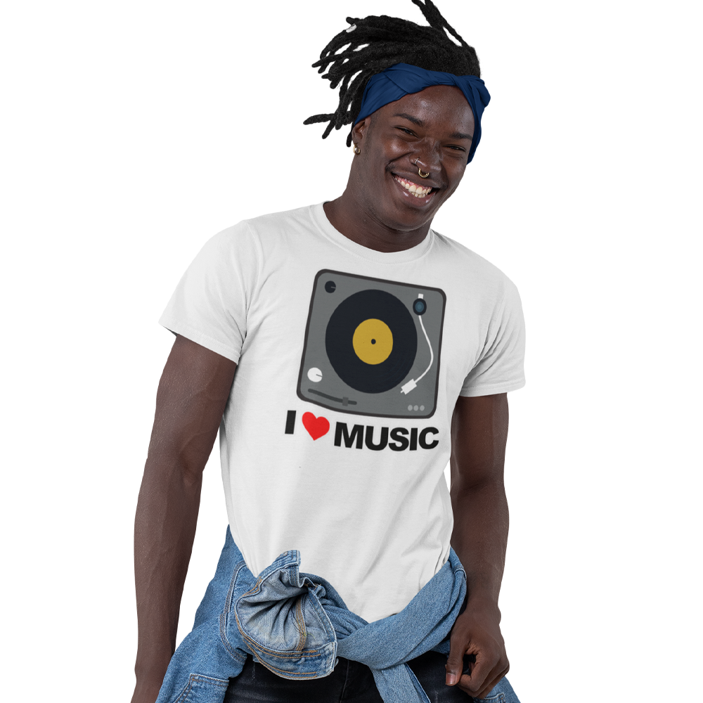 Unisex Heavyweight T Shirt - I Love Music