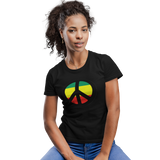 Unisex Heavyweight T Shirt - Peace Sign (Red, Yellow, Green)